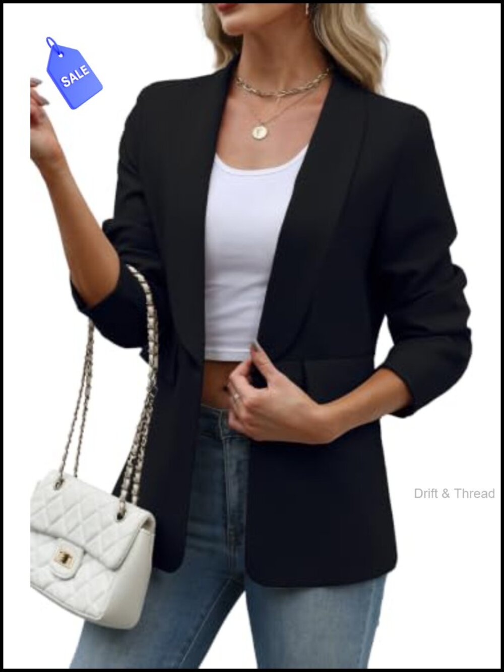 Women's Shawl Collar Business Casual Blazer Open Front Padded Shoulders